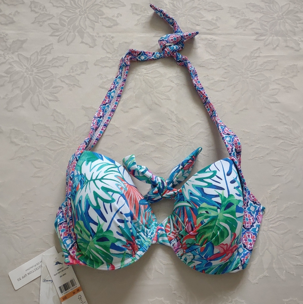 New 🎀 Tommy Bahama Palm Party cup bra swim top sun protection UPF 50
